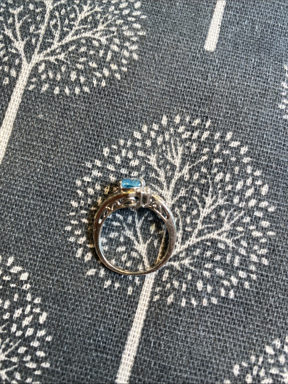10k gold & 925 Blue Topaz and Diamond Accent Two-Tone Ring - Picture 11 of 12